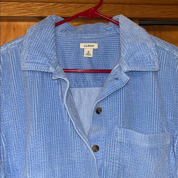 L.L. Bean Light Blue corduroy button top - Picture 2 of 3